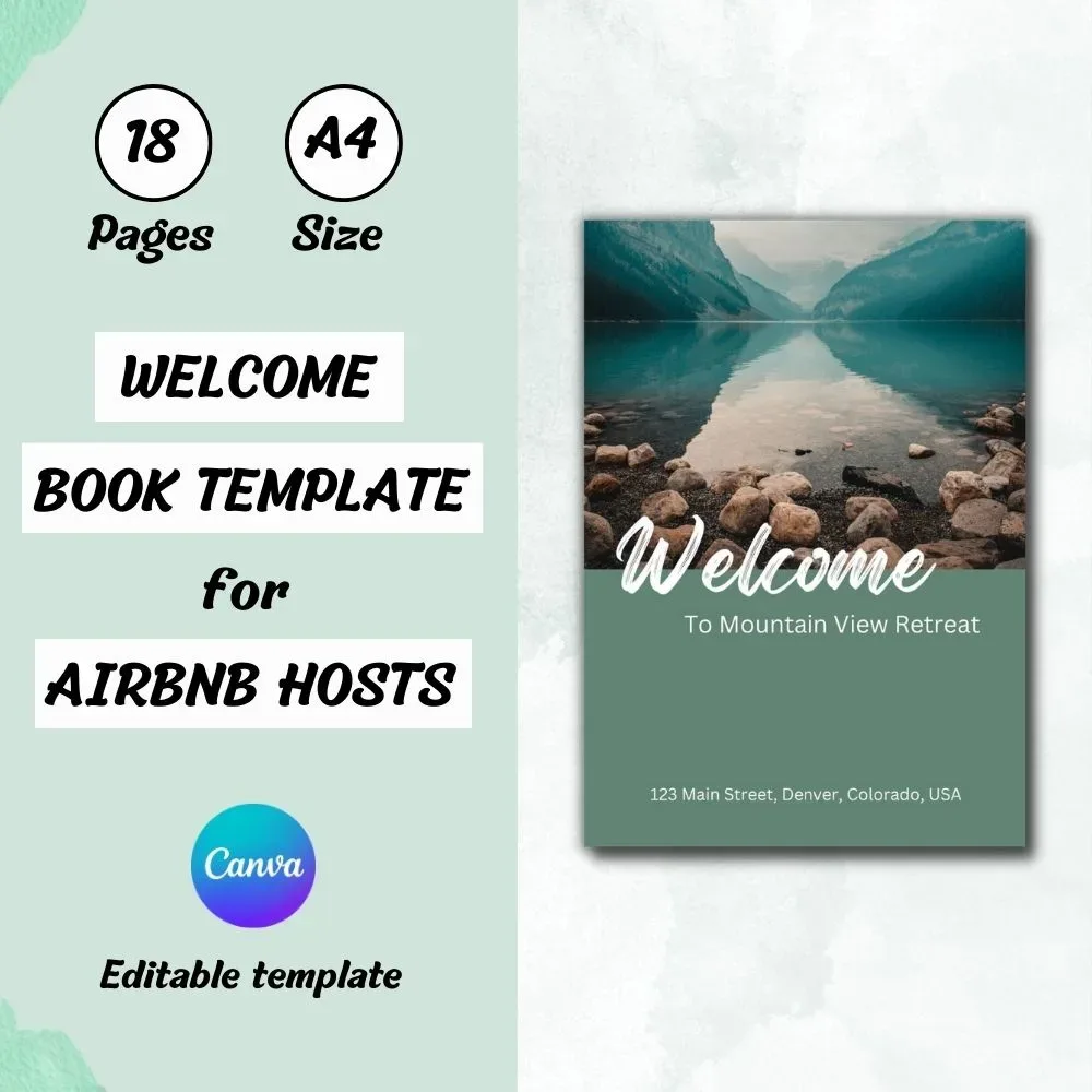 Airbnb welcome book - Guest Book Template Mountain