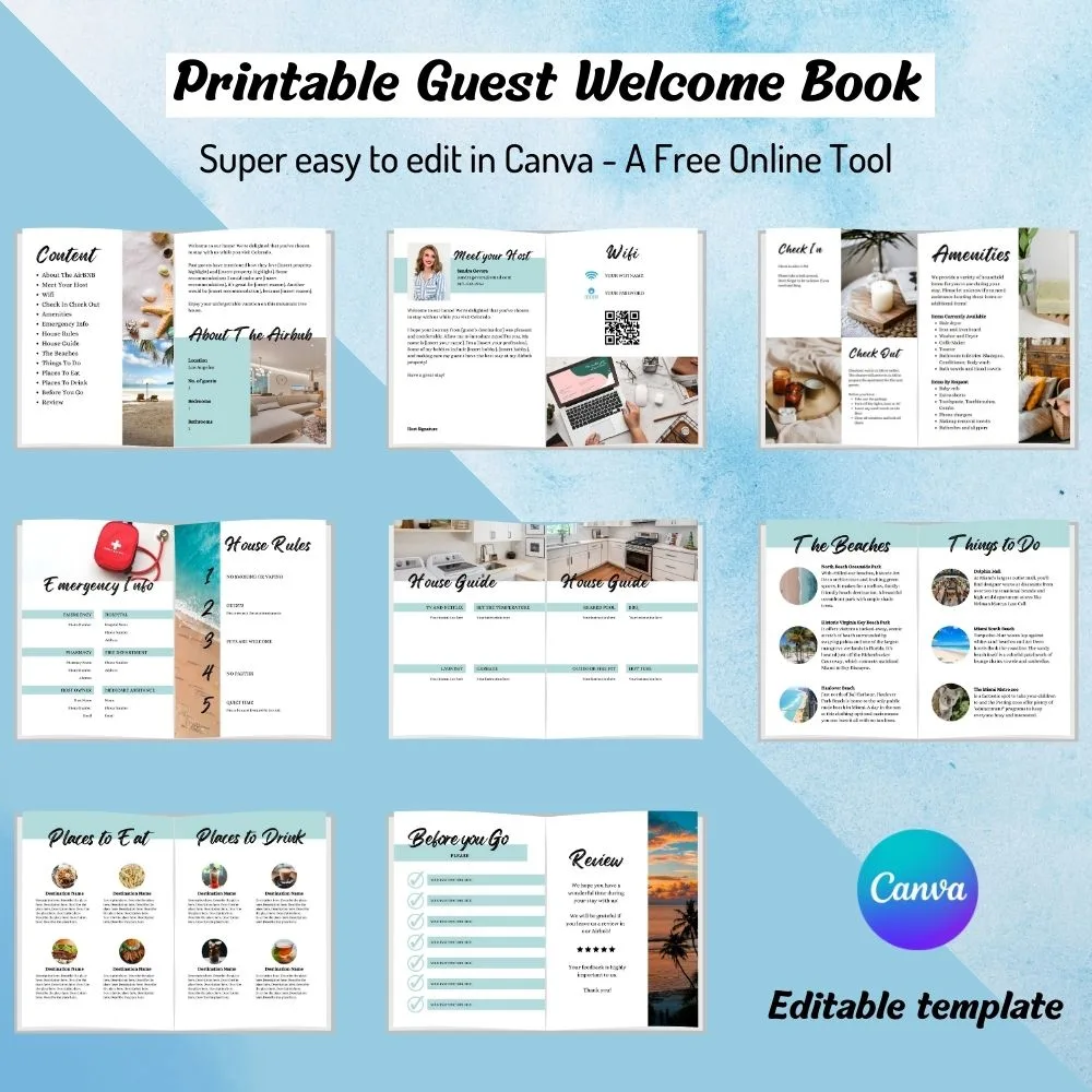 AirBNB Welcome Book Binder, Beach, Sea Turtle, Beach House