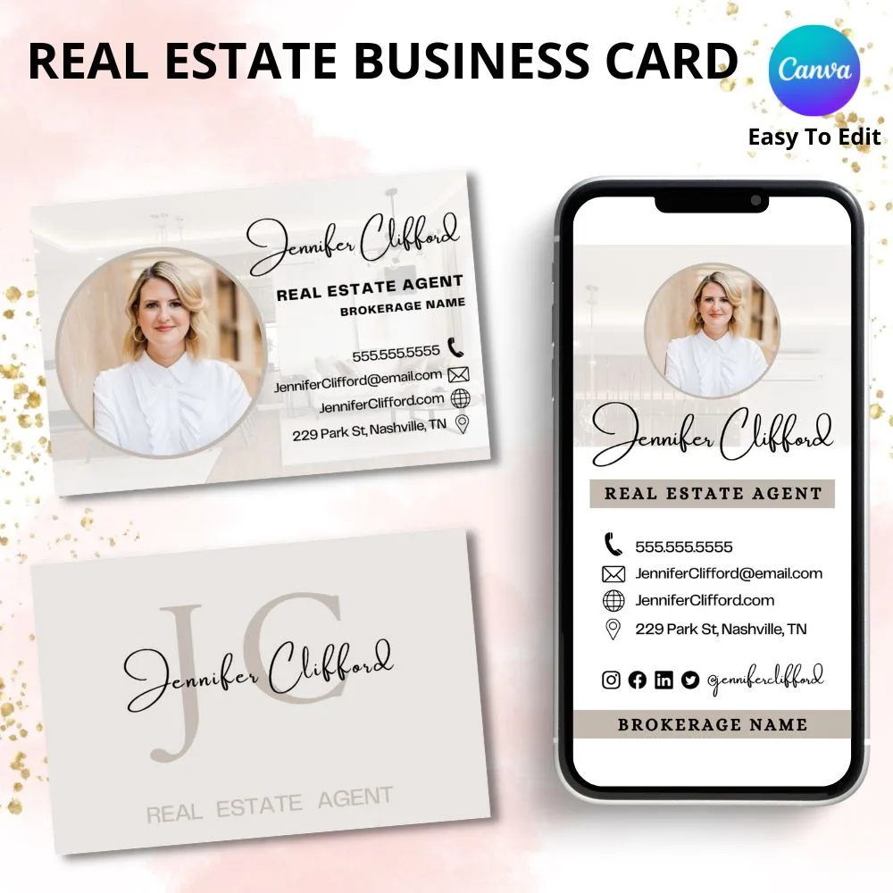 Real Estate Business Cards, Real Estate Cards, Realtor Business